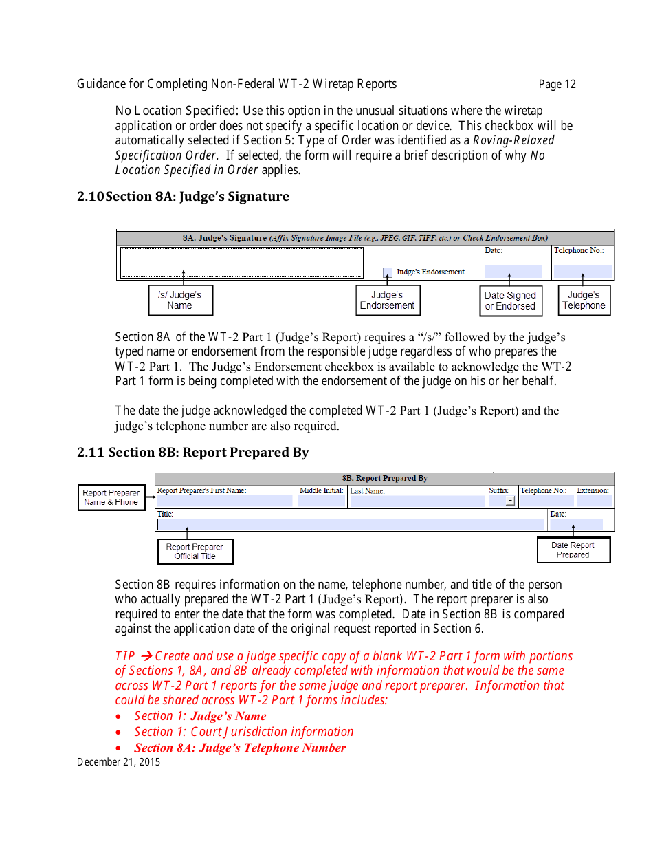 Instructions for Form WT-2 Non-federal Wiretap Reports, Page 13