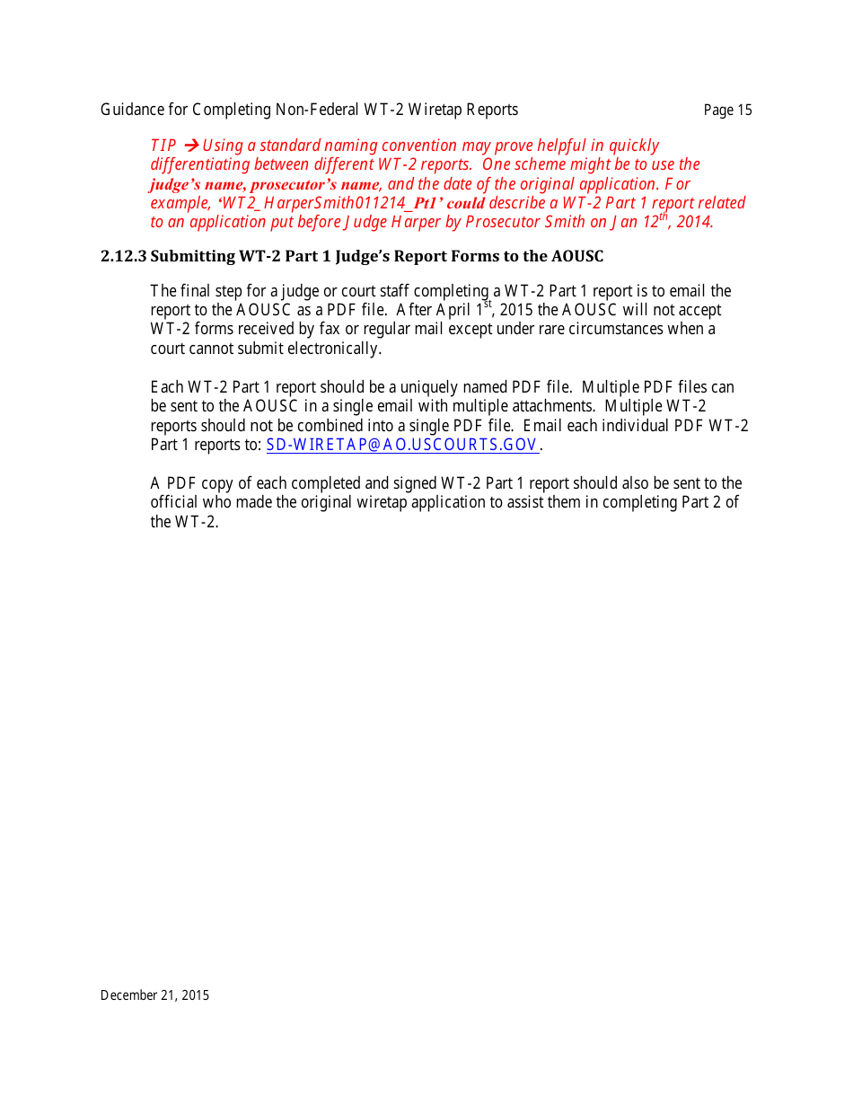 Instructions for Form WT-2 Non-federal Wiretap Reports, Page 16