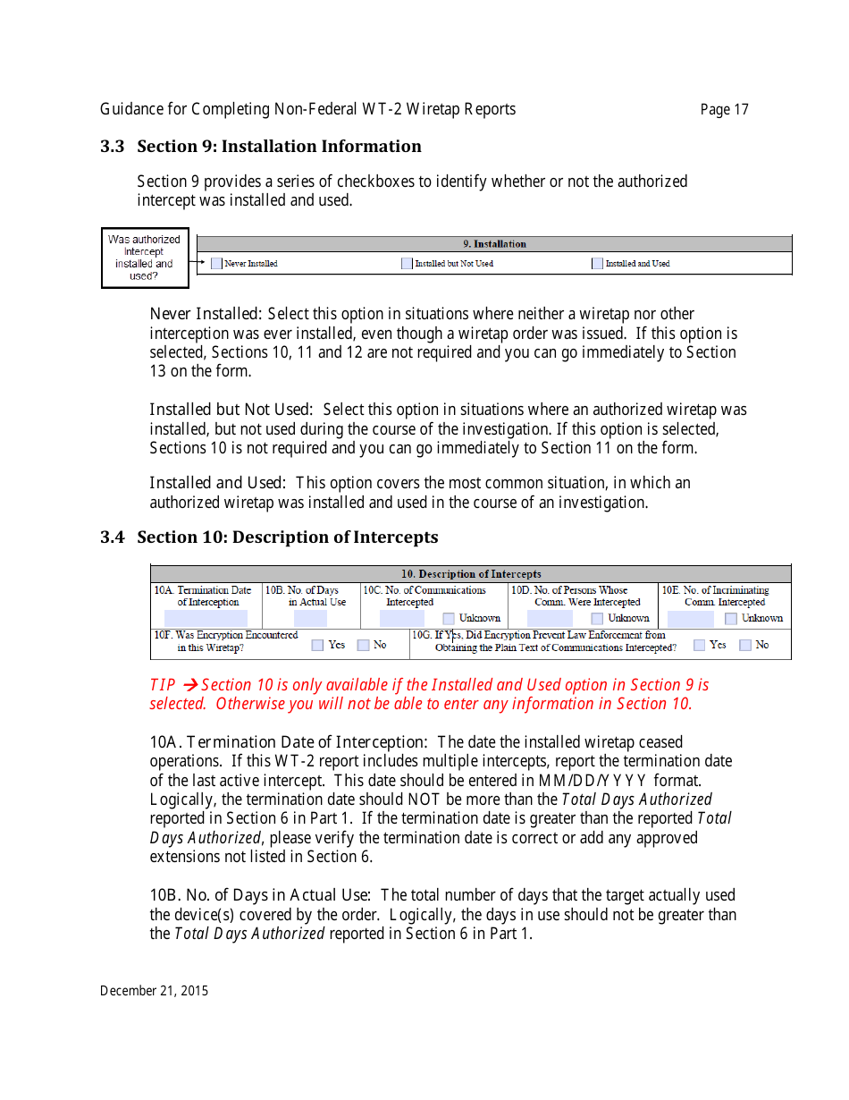 Instructions for Form WT-2 Non-federal Wiretap Reports, Page 18