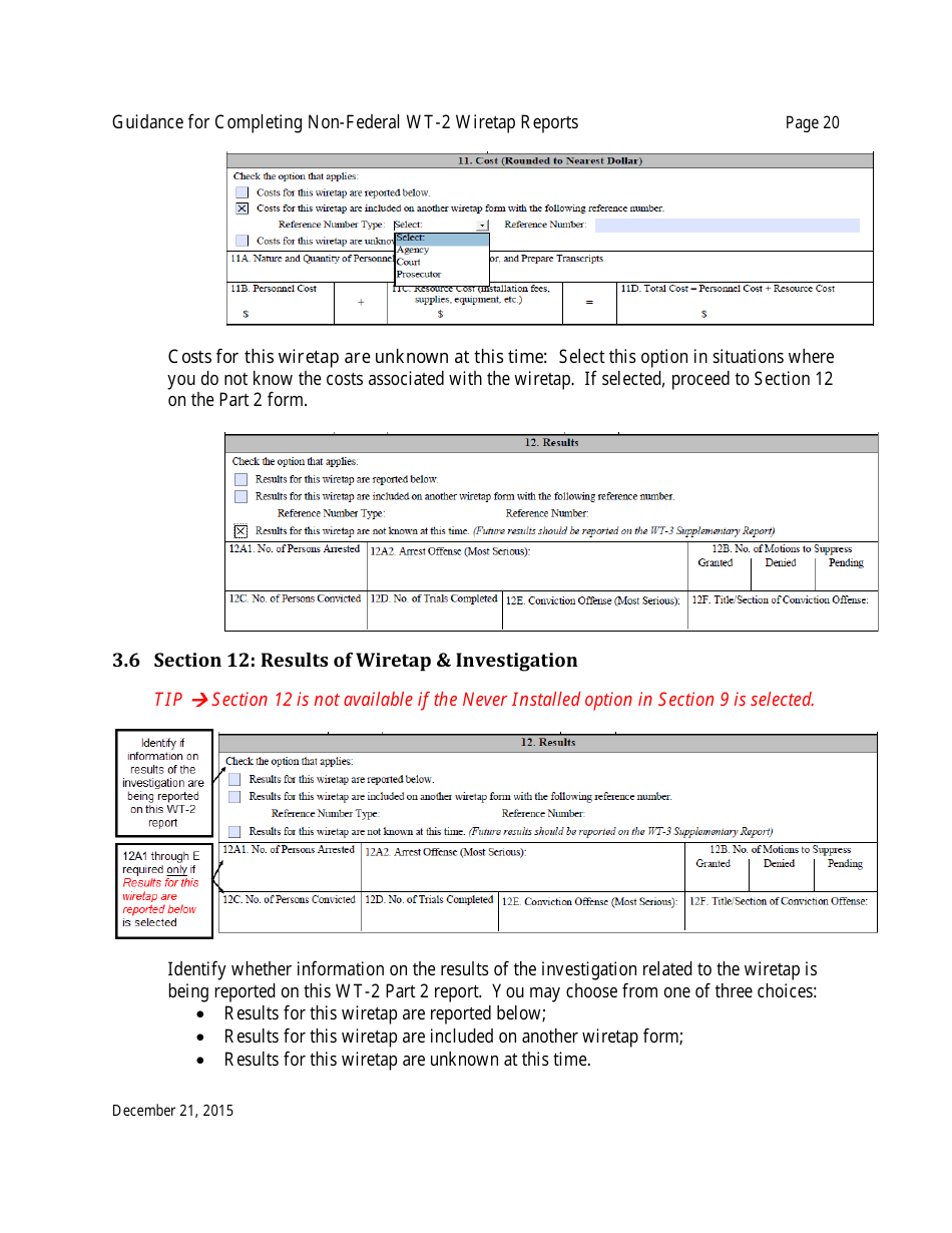 Instructions for Form WT-2 Non-federal Wiretap Reports, Page 21