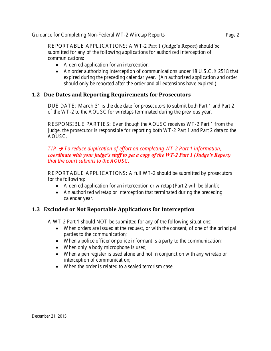 Instructions for Form WT-2 Non-federal Wiretap Reports, Page 3