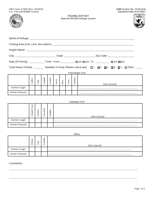 FWS Form 3-2360  Printable Pdf