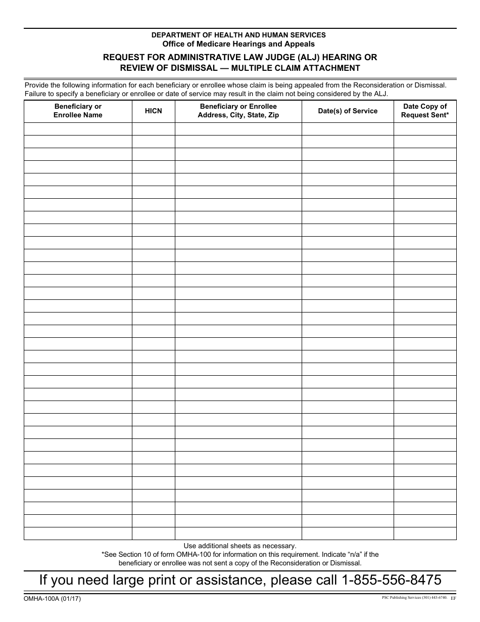 Form OMHA-100A - Fill Out, Sign Online and Download Fillable PDF ...