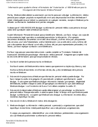 Formulario CMS-10106 Autorizacion a 1-800-medicare Para La Divulgacion De Informacion Medica Personal (Spanish), Page 3