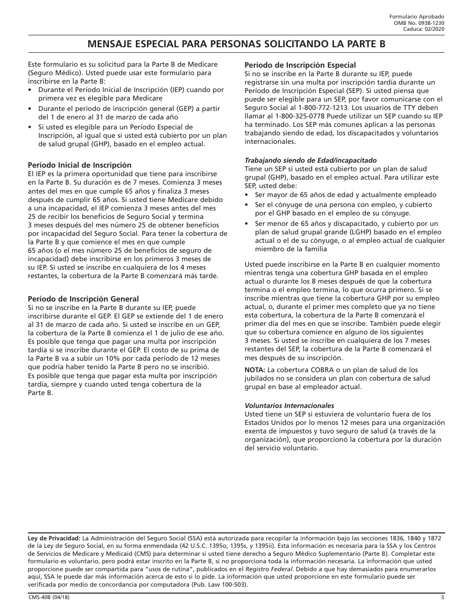 Formulario CMS-40B - Fill Out, Sign Online And Download Fillable PDF ...