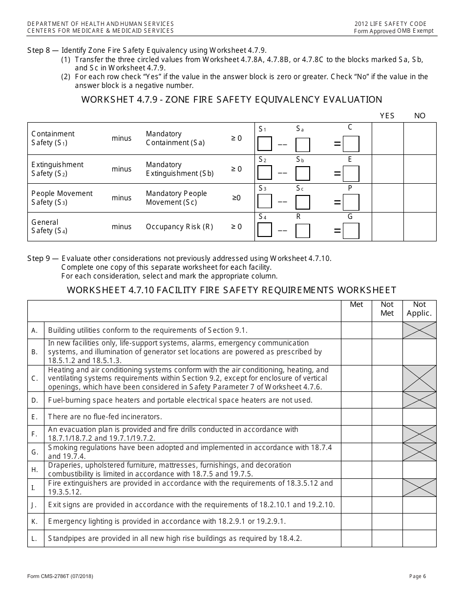 Form CMS-2786T Fire Safety Evaluation System - Health Care Facilities - 2012 Life Safety Code, Page 6