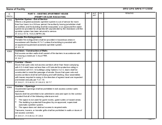 Form CMS-2786X Fire Safety Survey Report - Intermediate Care Facilities With Intellectual Disabilities (Apartment House) - 2012 Life Safety Code, Page 13