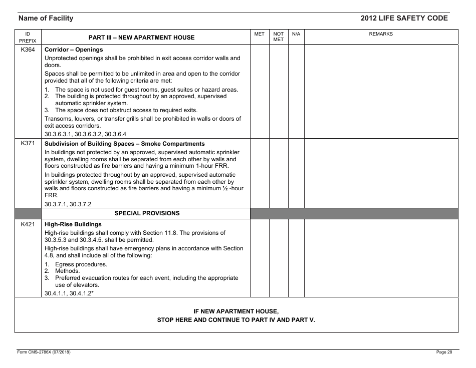 Form CMS-2786X Download Printable PDF or Fill Online Fire Safety Survey ...