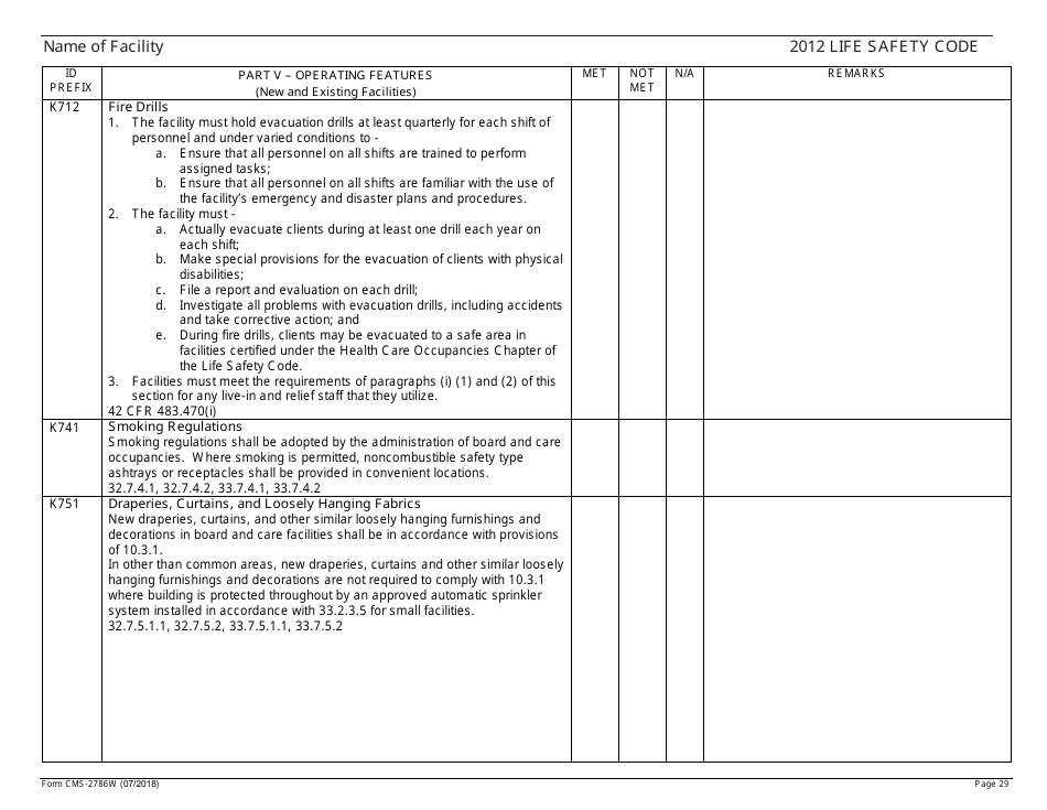 Form CMS-2786W Fire Safety Survey Report - Intermediate Care Facilities for Individuals With Intellectual Disabilities (Large Facilities) - 2012 Life Safety Code, Page 29