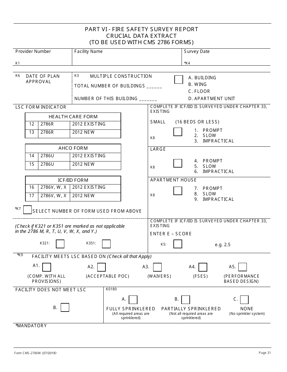 Form CMS-2786W Fire Safety Survey Report - Intermediate Care Facilities for Individuals With Intellectual Disabilities (Large Facilities) - 2012 Life Safety Code, Page 31