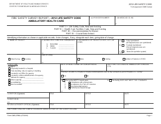 Form CMS-2786U &quot;Fire Safety Survey Report - 2012 Life Safety Code Ambulatory Health Care&quot;
