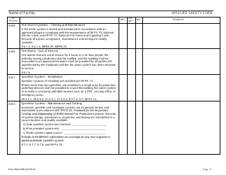 Form CMS-2786U Fire Safety Survey Report - 2012 Life Safety Code Ambulatory Health Care, Page 15