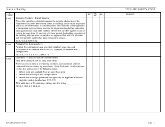 Form CMS-2786U Fire Safety Survey Report - 2012 Life Safety Code Ambulatory Health Care, Page 16