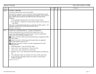 Form CMS-2786U Fire Safety Survey Report - 2012 Life Safety Code Ambulatory Health Care, Page 17
