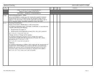 Form CMS-2786U Fire Safety Survey Report - 2012 Life Safety Code Ambulatory Health Care, Page 2