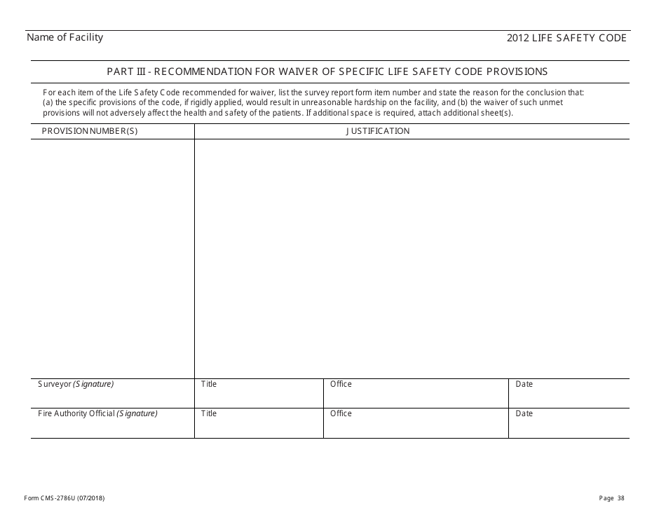 Form CMS-2786U Fire Safety Survey Report - 2012 Life Safety Code Ambulatory Health Care, Page 38