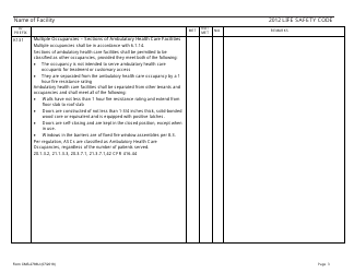 Form CMS-2786U Fire Safety Survey Report - 2012 Life Safety Code Ambulatory Health Care, Page 3