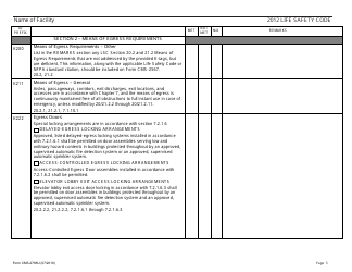 Form CMS-2786U Fire Safety Survey Report - 2012 Life Safety Code Ambulatory Health Care, Page 5