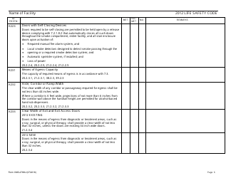 Form CMS-2786U Fire Safety Survey Report - 2012 Life Safety Code Ambulatory Health Care, Page 6
