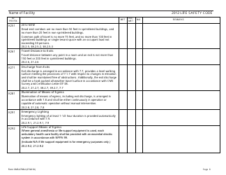 Form CMS-2786U Fire Safety Survey Report - 2012 Life Safety Code Ambulatory Health Care, Page 8