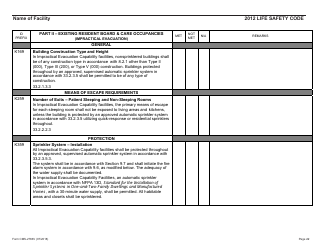 Form CMS-2786V Fire Safety Survey Report - Intermediate Care Facilities for Individuals With Intellectual Disabilities (Small Facilities) - 2012 Life Safety Code, Page 22