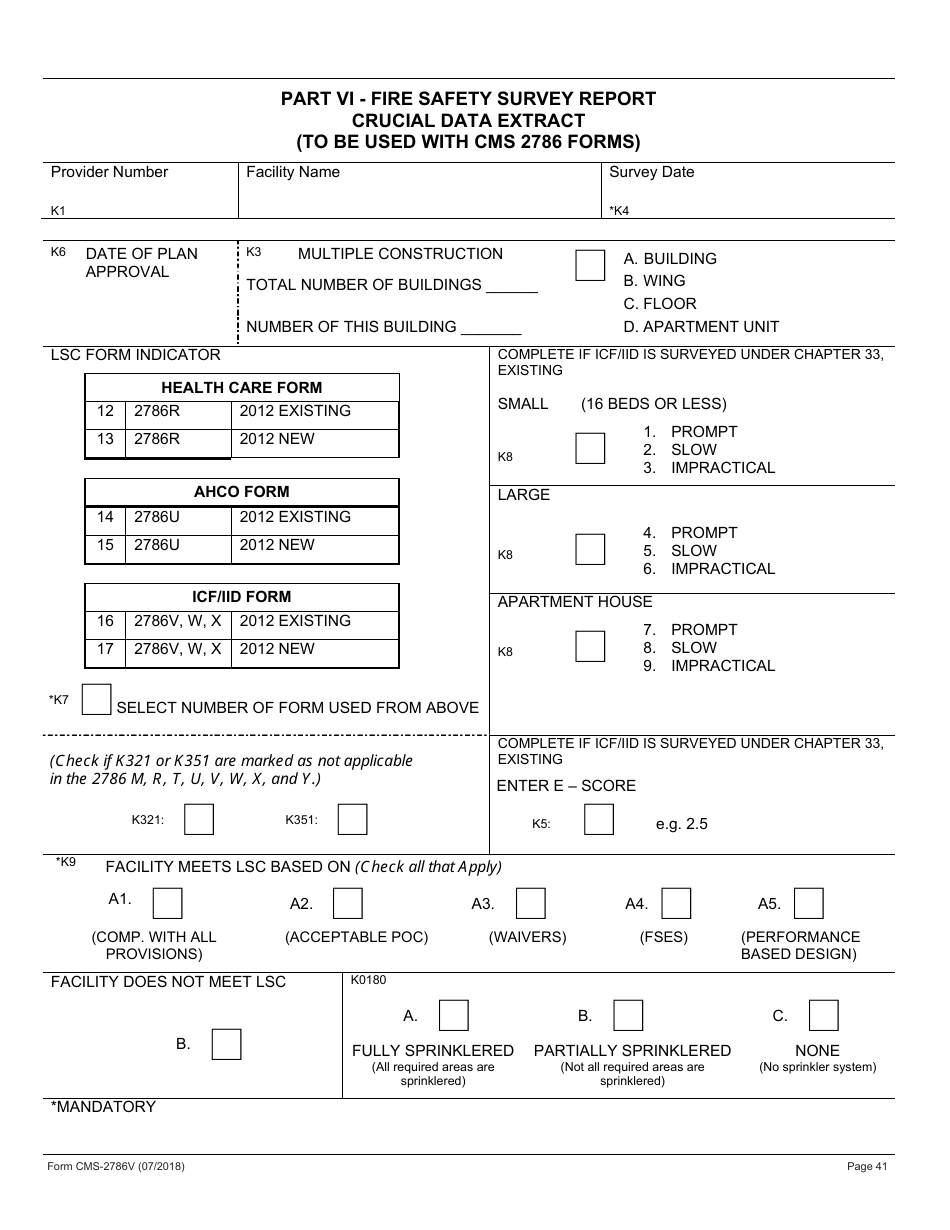 Form CMS-2786V Fire Safety Survey Report - Intermediate Care Facilities for Individuals With Intellectual Disabilities (Small Facilities) - 2012 Life Safety Code, Page 41