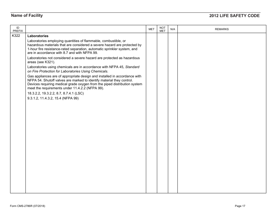 Form CMS-2786R Fire Safety Survey Report - Healthcare - 2012 Life Safety Code, Page 17