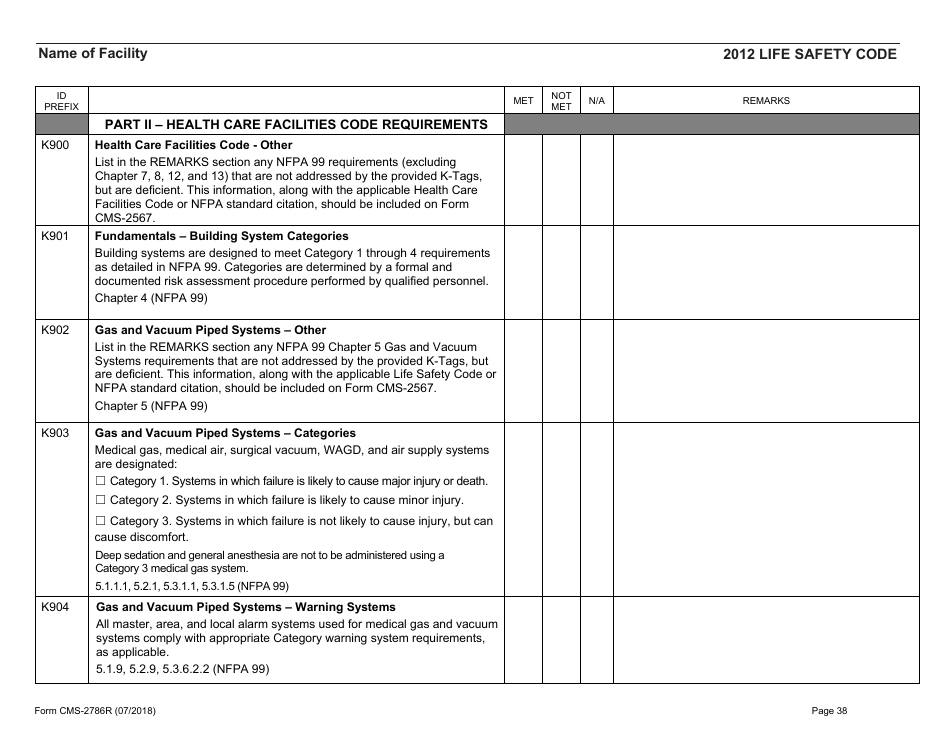 Form CMS-2786R Download Printable PDF or Fill Online Fire Safety Survey ...