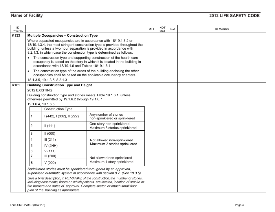 Form CMS-2786R Download Printable PDF or Fill Online Fire Safety Survey ...