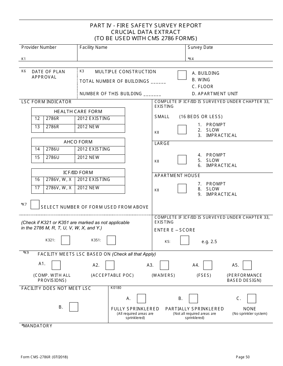Form CMS-2786R Fire Safety Survey Report - Healthcare - 2012 Life Safety Code, Page 50