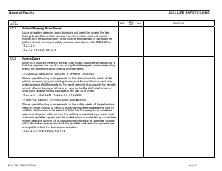 Form CMS-2786R Fire Safety Survey Report - Healthcare - 2012 Life Safety Code, Page 7