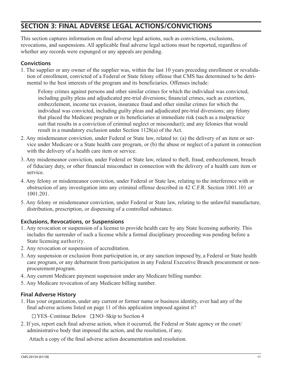 Form CMS-20134 Medicare Enrollment Application, Page 11
