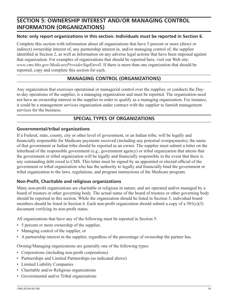 Form CMS-20134 Medicare Enrollment Application, Page 16