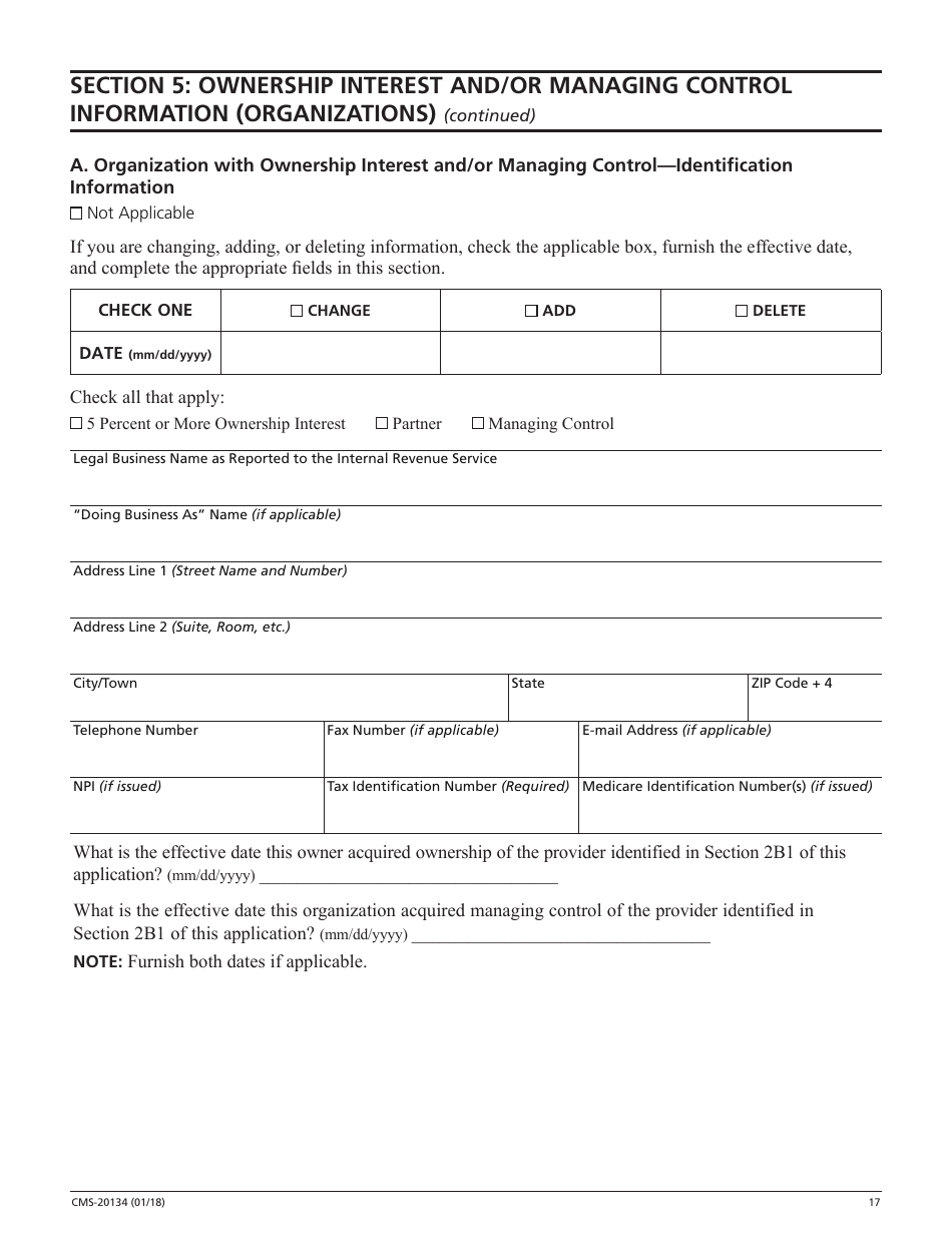 Form CMS-20134 Medicare Enrollment Application, Page 17