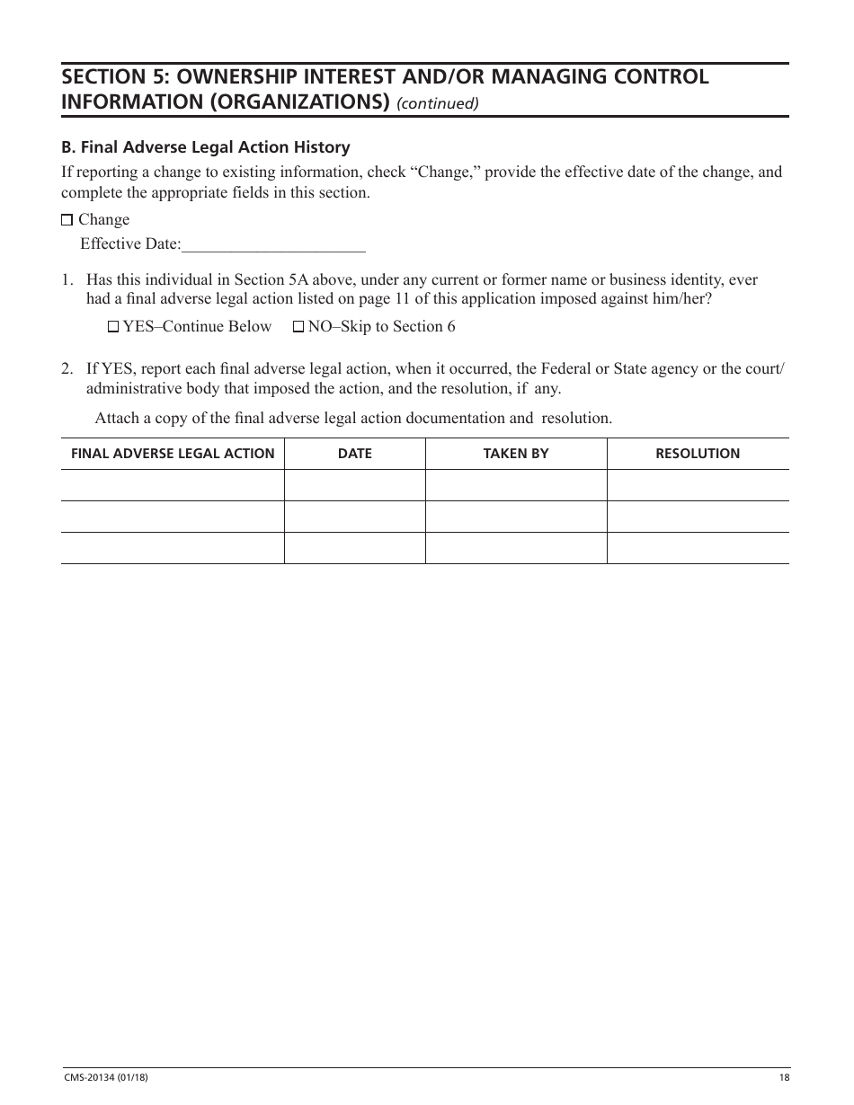 Form CMS-20134 Medicare Enrollment Application, Page 18