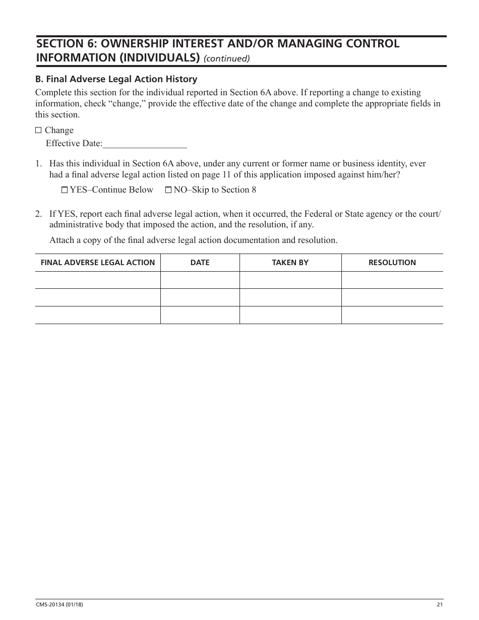 Form CMS-20134 Medicare Enrollment Application, Page 21