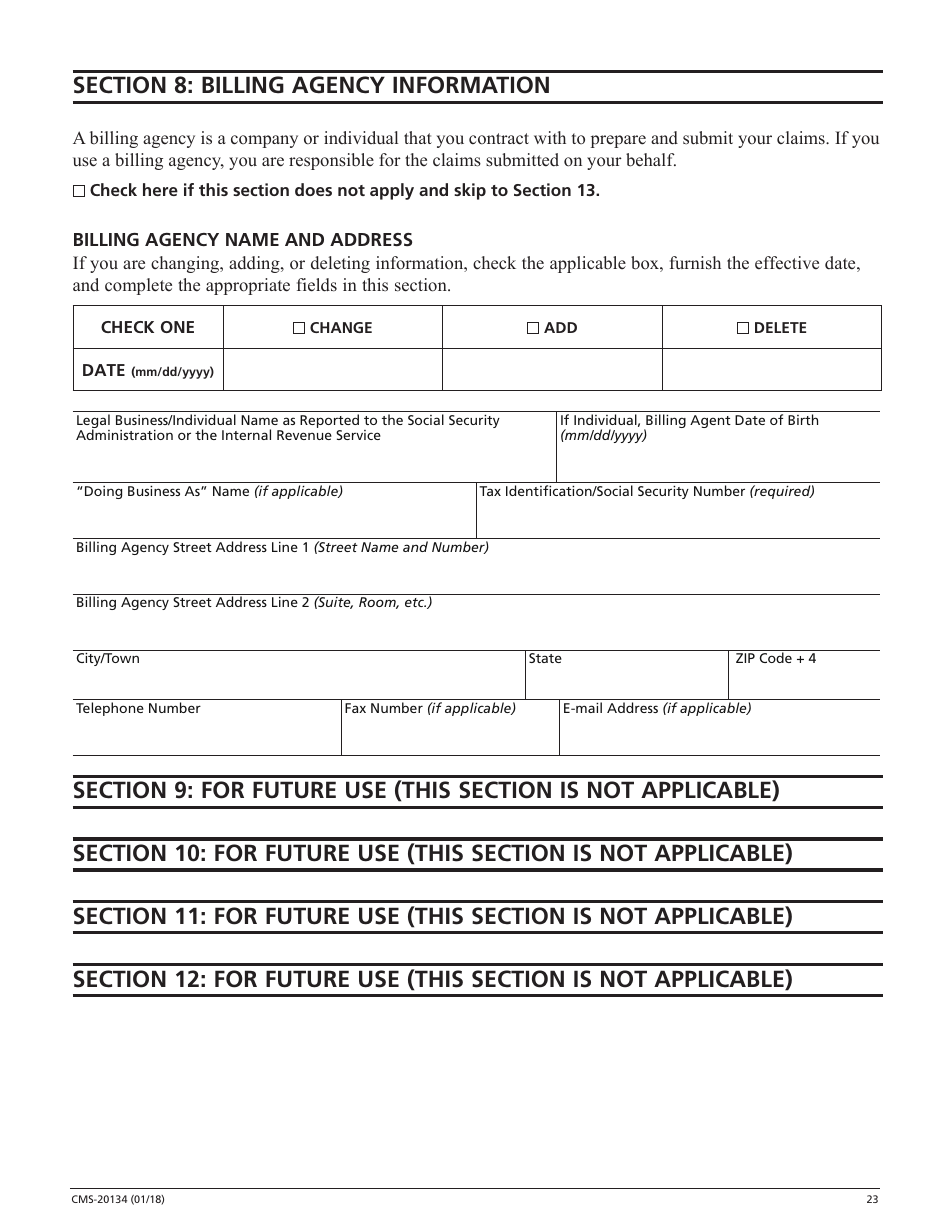 Form CMS-20134 Medicare Enrollment Application, Page 23