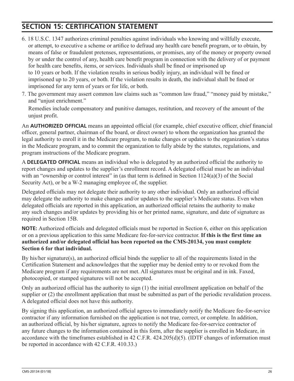 Form CMS-20134 Medicare Enrollment Application, Page 26