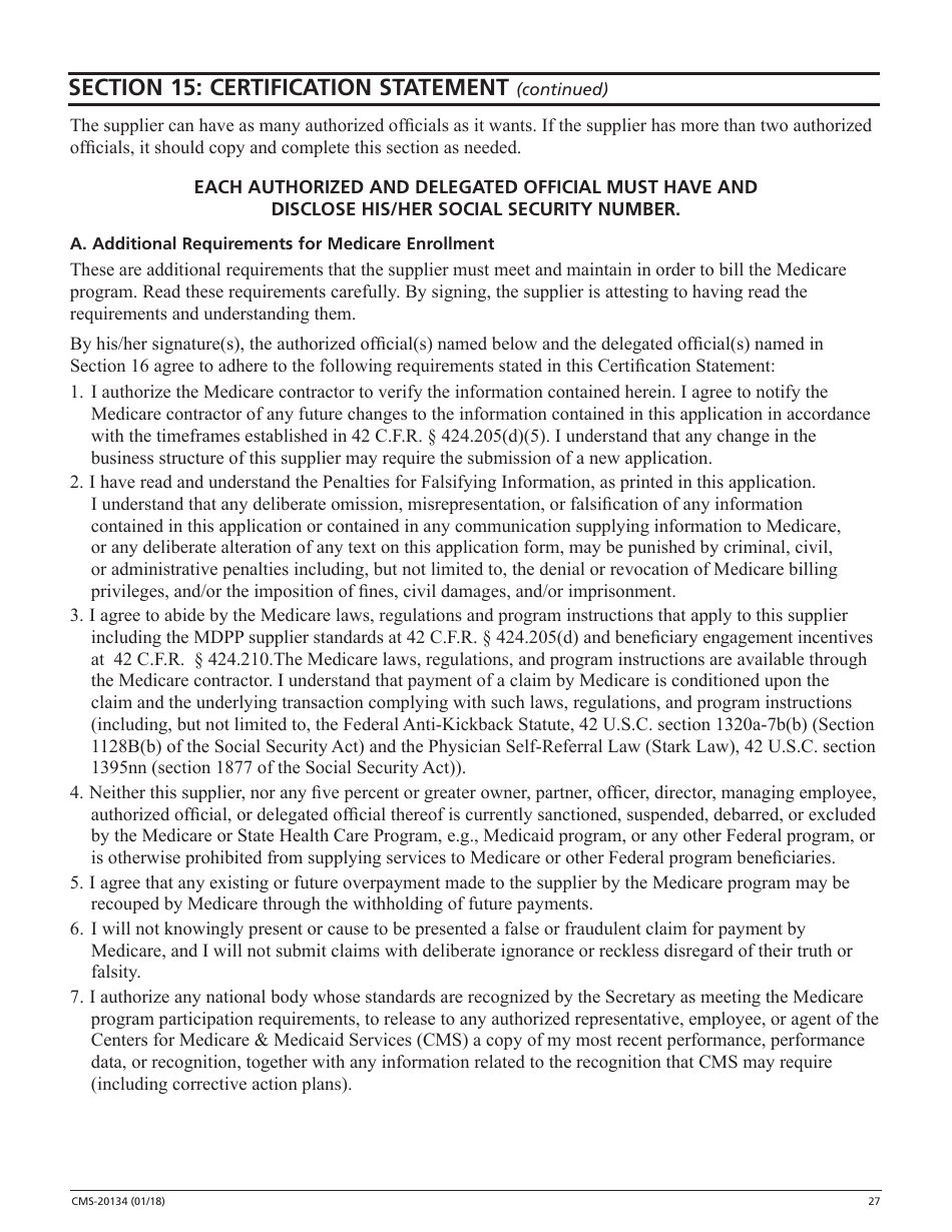 Form CMS-20134 Medicare Enrollment Application, Page 27