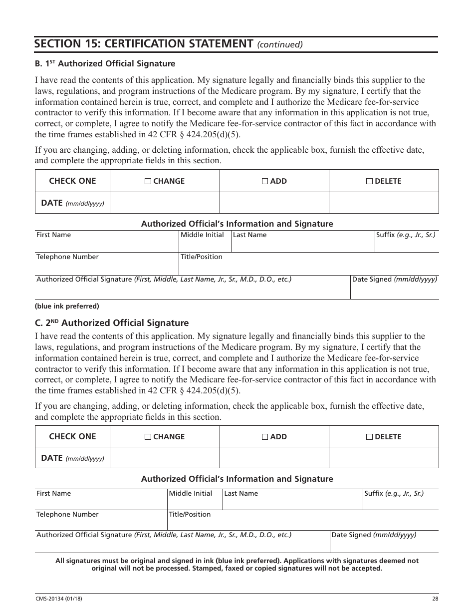 Form CMS-20134 Medicare Enrollment Application, Page 28