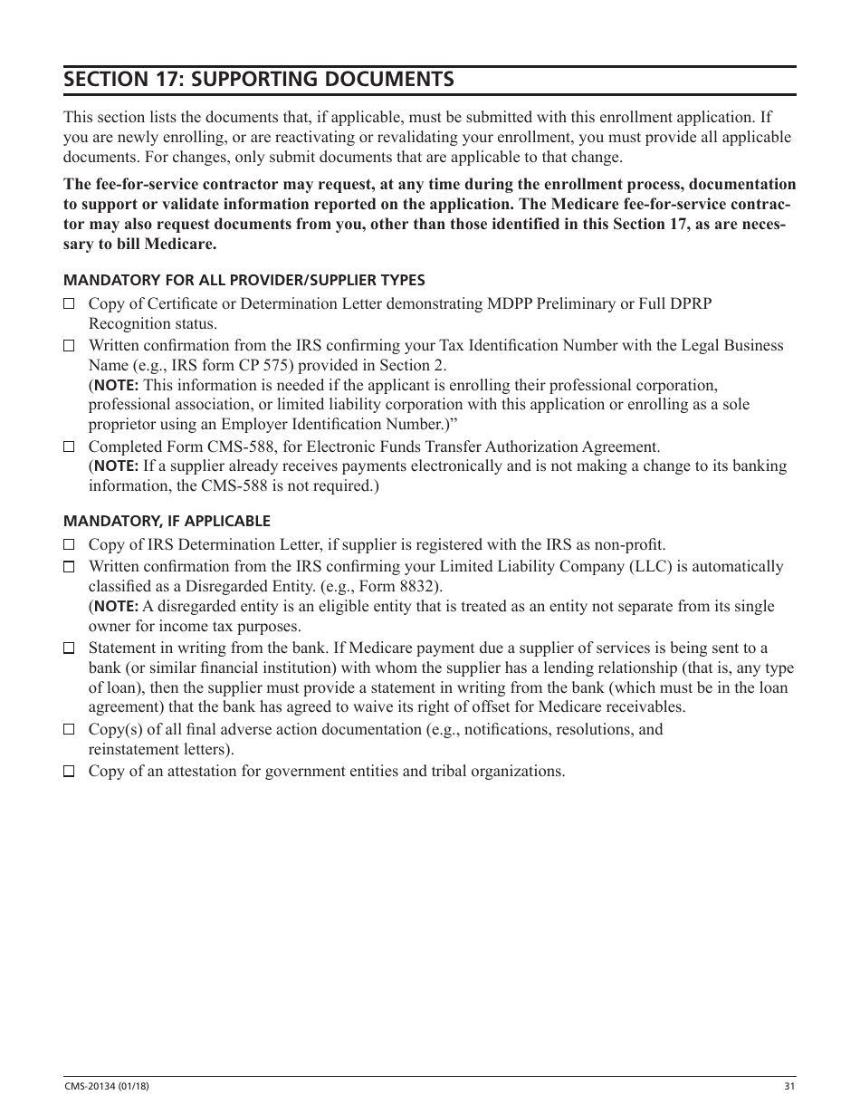 Form CMS-20134 Medicare Enrollment Application, Page 31