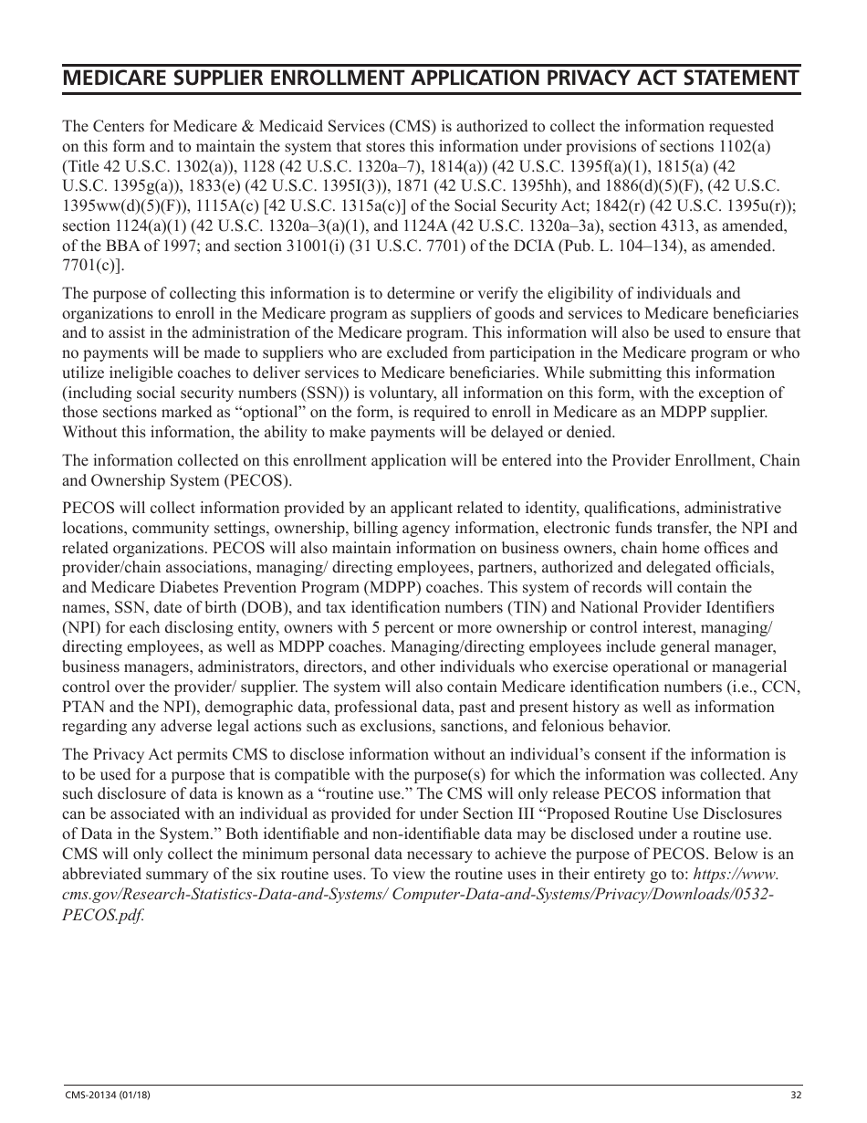 Form CMS-20134 Medicare Enrollment Application, Page 32