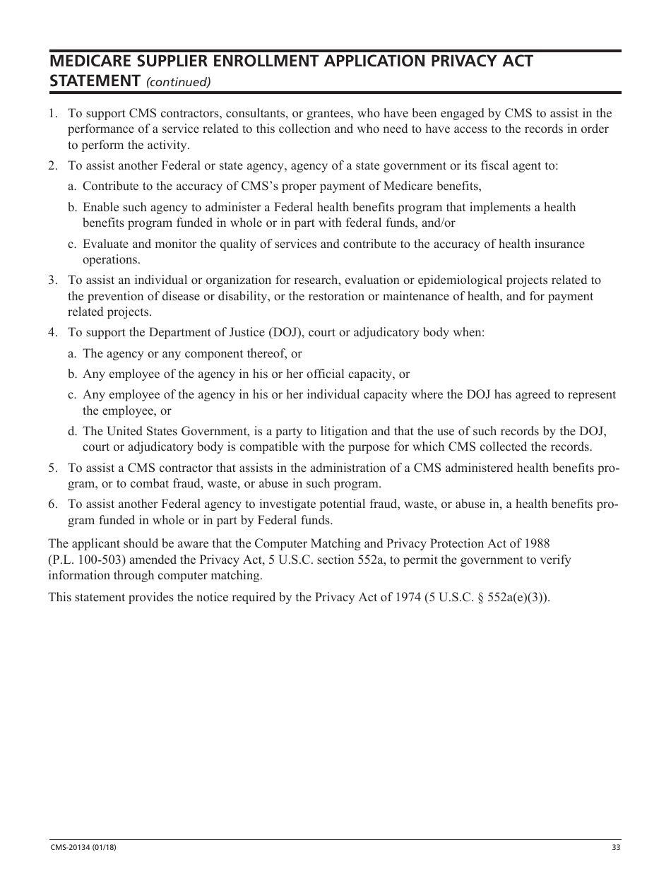 Form CMS-20134 Medicare Enrollment Application, Page 33