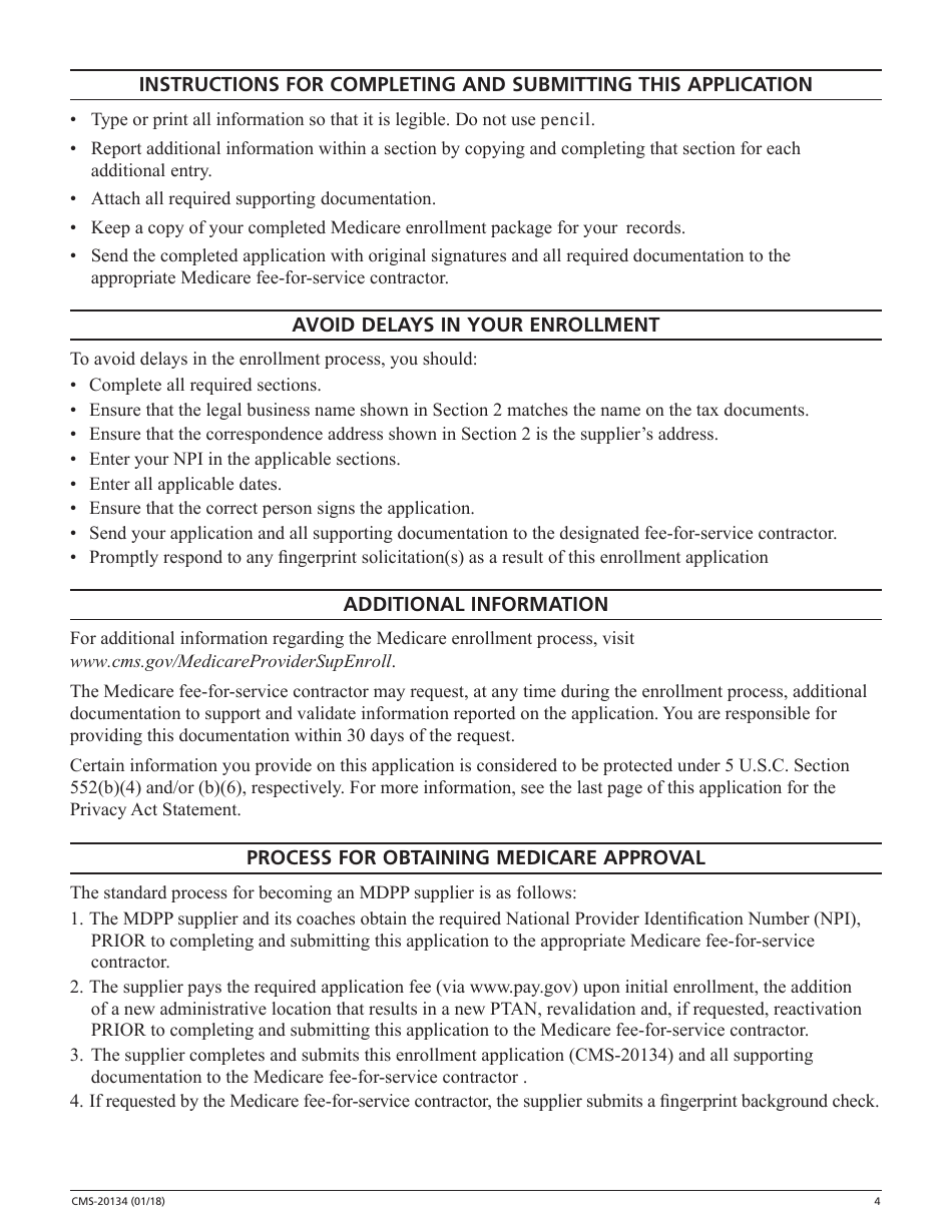 Form CMS-20134 Medicare Enrollment Application, Page 4