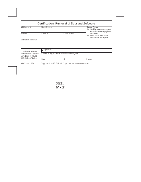 Form NIH2790  Printable Pdf