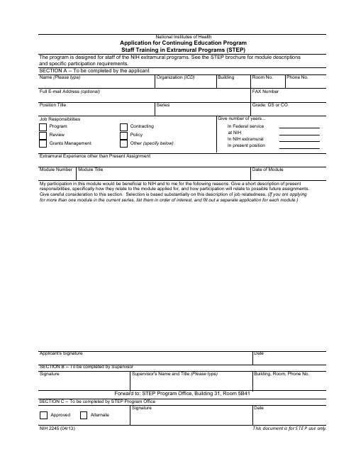 Form NIH2245  Printable Pdf