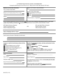 Form NIH2923 Authorization for Disclosure of Information, Page 2