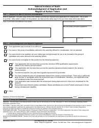 Document preview: Form NIH2539-4 Acknowledgment of Application and Report of Action Taken