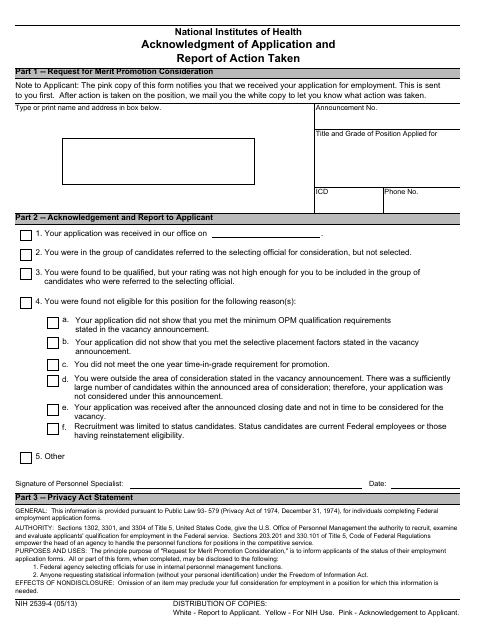Form NIH2539-4  Printable Pdf