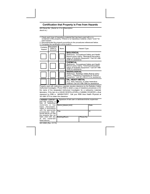 Form NIH2683  Printable Pdf